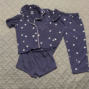 Carter's 3 PC, Navy Pajama Set with White Hearts SIZE 3T